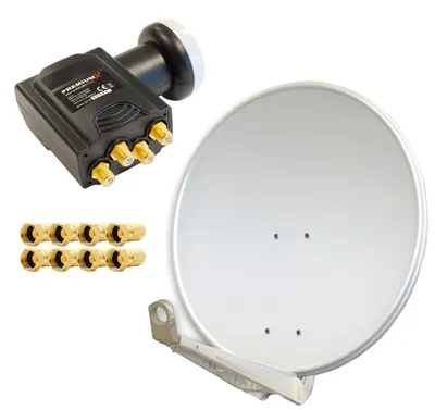 Produktbild von PremiumX DELUXE80 Satellitenanlage SAT Antenne 80cm ALU Hellgrau Quad LNB 8x F-Stecker