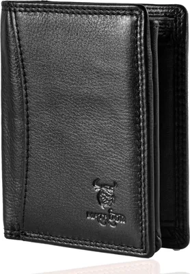Produktbild von Kompakte RFID Geldbörse aus Leder mit Münzfach, Slim Wallet Design, Kartenfächern, Druckknopf, handgefertigt für Herren und Damen