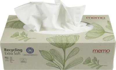 Produktbild von Papiertaschentuch Recycling Extra Soft 20 x 21 cm (B x H) 4-lagig Papier 100 % recycelt wei 100 St./Pack.