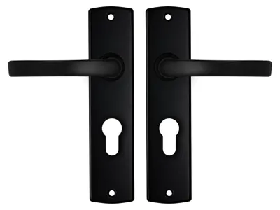 Produktbild von AXA Türbeschläge set - Curve Basic - Türklinken Innentüren mit Langschild - Mit Zylinderloch - Schwarz - PC55