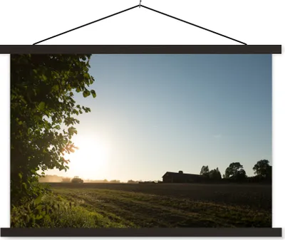 Produktbild von MuchoWow® Textilposter Traktor - Bauernhof - Sonne 120x80 cm mit schwarzem Rahmen - Wanddeko