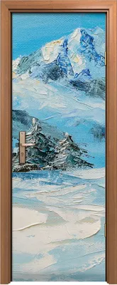 Produktbild von Türposter 70x200 cm Türaufkleber Türtapete Türfolie Klebefolie Kunst Malerei Schnee Berg Bäume
