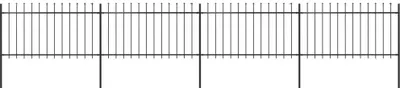 Produktbild von Gartenzaun Set, dekorativ mit Speerspitzen, pulverbeschichteter Stahl, 680 x 150 cm, Schwarz, 4 Zaunelemente, 5 Pfosten, erweiterbar