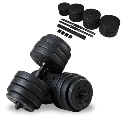Zdjęcie produktu dla Zestaw hantli 2x20 kg Regulowane hantle 40 kg z funkcją sztangi FUNFIT trening, trening fitness, podnoszenie ciężarów w domu