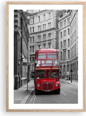 Produktbild von Gerahmtes Poster - Rahmen in heller Eiche - Bus england urlaub london - 50x70 cm - Wand Bild - Wanddeko - Wandbilder - Wandposter - Bilderrahmen - Bilder - Kunstdruck - Wandbild - P2NPA50x70-2153