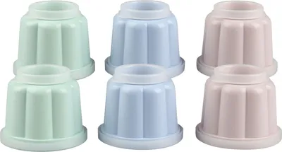 Produktbild von Dr. Oetker 6er Puddingförmchen mit Deckeln 150ml, Förmchen für Pudding und andere leckere Desserts aus der Serie "Modern Baking - Retro Design", hochwertige Kunststoff-Formen (Farbe: Rose/Hellgrün/Hellblau) Menge: 1 x 6er Set