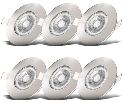 Image de lot de 6 spots à encastrer nickel mat spéciales sdb dimmables