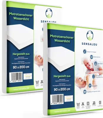 Produktbild von Sensalou Matratzenschoner Wasserdicht - Nässeschutz Matratzenauflage - 90 x 200 cm - 2er Pack
