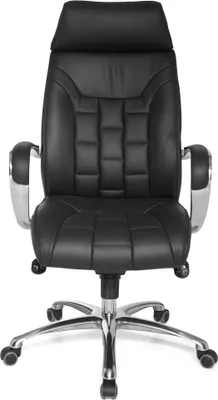 Image de FineBuy chaise de bureau en cuir véritable noir chaise de bureau jusqu'à 120kg X-XL fonction bascule fauteuil de direction accoudoirs chaise pivotante