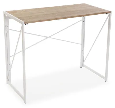 Klappbarer Computertisch, 74x45x90 cm, Holz/Metall, Weiß