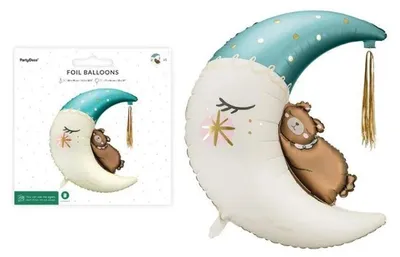 Zdjęcie produktu dla Balon foliowy Miś na księżycu 80x98 cm PartyDeco