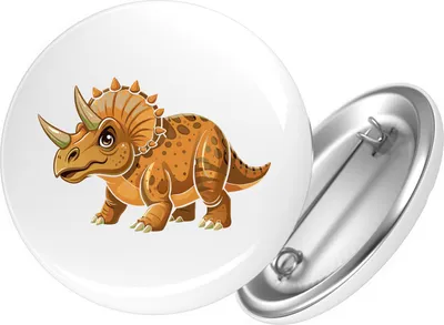 Produktbild von Huuraa Button Triceratops Dinosaurier 59mm rund mit Sicherheitsnadel Ansteckbutton Geschenkidee