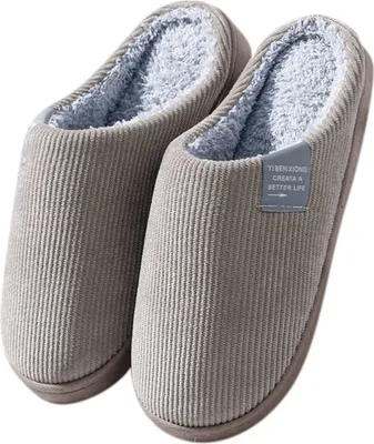 Produktbild von ASKSA Hausschuhe Damen Herren Winter Pluesch Pantoffeln Warm Filzpantoffeln Frauen Bequeme Filz Slippers, Braun, Groesse: 44-45