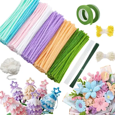 Productafbeelding van 500 Stuks Pijpenreinigers met Bloemen Set