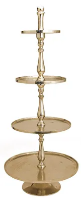 Productafbeelding van Etagère met 4 niveaus van goudkleurig metaal (B/H/D) 25/34/42/53x130cm