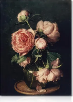 Zdjęcie produktu dla Peony Flowers Canvas Poster 30x40cm Dark Academia Estetyczna dekoracja