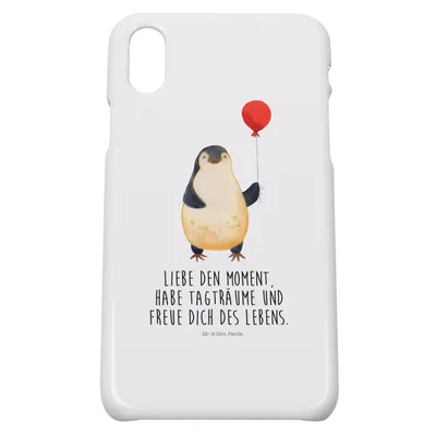 Produktbild von Mr. & Mrs. Panda Iphone 10 Handyhülle Pinguin Luftballon - Weiß - Geschenk, Fröhlich, Handy, Hülle, Cover, Glück, Freundin, Liebe, X