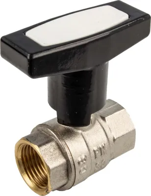 Produktbild von tecuro Kugelhahn, beidseitig Innengewinde Rp 3/4 Zoll (DN 20) T-Griff, Messing vernickelt