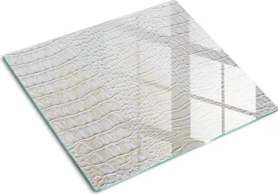 Produktbild von Tulup Glas Herdabdeckplatte Glaskeramikkochfeld-Abdeckung Spritzschutz Glasabdeckplatte Kochplattenabdeckung und Schneidebrett - Einteilig - 60x52 cm Krokodilleder