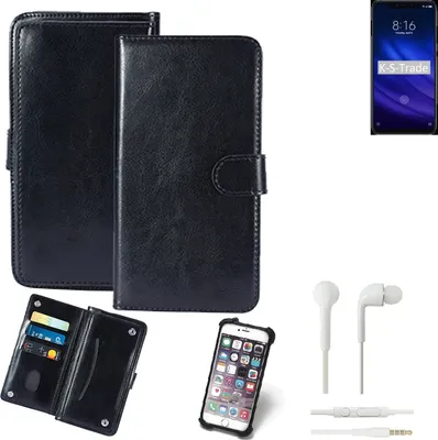 Produktbild von K-S-Trade 360° Hülle kompatibel mit Xiaomi Mi 8 Pro inkl. Headphones schwarz Kunstleder Case BookCase WalletCase Kunstlederederhülle Handyhülle,