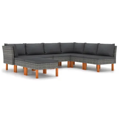 Produktbild von vidaXL 8-tlg. Garten-Lounge-Set mit Kissen Poly Rattan Grau