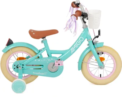 Produktbild von AMIGO Kinderfahrräder Mädchen Perfect 12 Zoll 21 cm Mädchen Rücktrittbremse Türkis