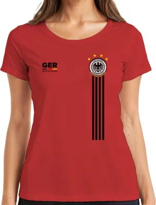 Produktbild von Deutschland Team Fußballfan Adler WM Weltmeister Fussball Trikot Damen T-Shirt, Rot, L
