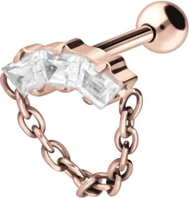 Produktbild von Ohrpiercing Titan Ohrpiercing KRISTALLBOGEN + KETTE