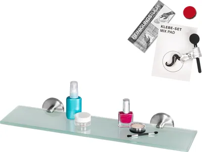 Produktbild von bremermann Bad-Serie PIAZZA - Glasablage inkl. Klebeset, Glasregal, Badregal aus Glas und Edelstahl, matt
