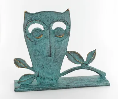 Produktbild von Bronzeskulptur Eule, patiniert 20 x 25 cm