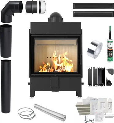 Immagine prodotto di Inserto per caminetto KRATKI LUCY 15kW Ø200 Ecodesign Set per l'installazione