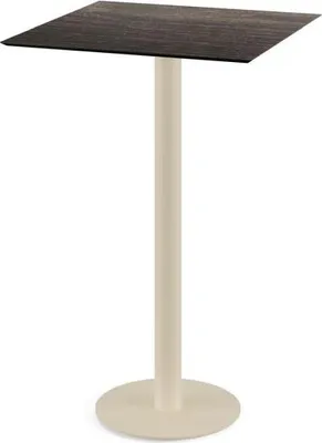 Image de Table de bar Urban avec structure couleur sable et plateau en stratifié haute pression (HPL) aspect bois lavé, 70 x 70 cm, 1 pièce