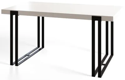 Produktbild von Rechteckiger Esstisch Rosa, Moderner Wohnzimmertisch 160x90x77 cm, Weiß mit Metallbeinen in Schwarz