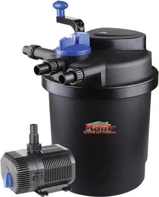 Produktbild von Mauk Teichdruckfilter Komplettset | 11 W UVC Klärer mit Spin Clean | inkl. Pumpe & Bachlauf Funktion | 6000 Liter