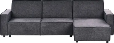 Produktbild von BELIANI 3-Sitzer Ecksofa Graphitgrau Stoffbezug L-Förmig mit Schlaffunktion Chaiselongue Linksseitig Breite Armlehnen Modern Schlafsofa Polstersofa