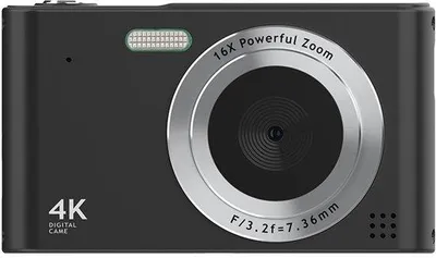 Obrázek produktu pro Digitální kompaktní fotoaparát s rozlišením 44 MP a rozlišením Full HD 1080p, 64 GB paměti, 16násobným zoomem, kompaktní fotoaparát, malý přenosný fotoaparát pro děti, černá barva