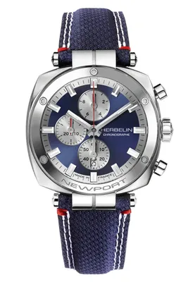 A close-up studio shot of a Michel Herbelin Newport chronograph watch.