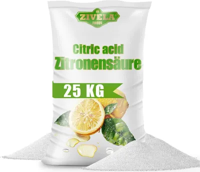 Produktbild von 25kg Zitronensäure Pulver in Lebensmittelqualität | Hausmittel für Küche & Haushalt | 25 kg Citronensäure 100% Rein | Zitronensäure E330