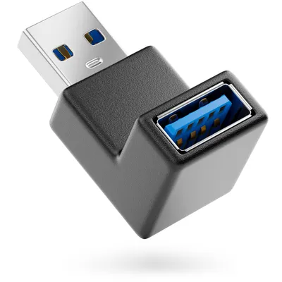 Produktbild von deleyCON USB 3.0 Winkel Adapter - 90° Grad Winkeladapter - A-Stecker zu A-Buchse - Kompatibel mit Allen USB Kabeln - Optimale Kabelführung