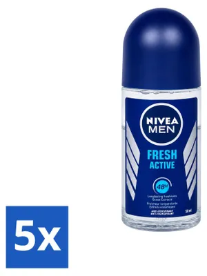 Obrázek produktu pro 5 kusů antiperspirantu NIVEA MEN Fresh Active, roll-on, 50 ml - výhodná balení