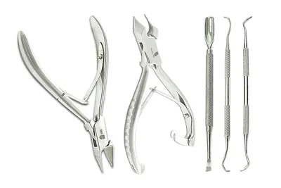 Produktbild von SMI Nagelzange HalbKopfschneider Eckenzange Fußpflegeset Nagelhautschieber Eckenheber 5-tlg., Für starke, dicke und eingewachsene Nägel Edelstahl