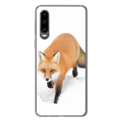 Produktbild von MuchoWow® Handyhülle Schutzhülle Hülle für Huawei P30 Fuchs - Schnee - Winter Silikon Softcase Handy Hülle - Kartenbesitzer