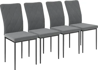 Produktbild von 4er-Set Esszimmerstühle in Samtoptik,Küchenstuhl mit Rückenlehne Moderne Polsterstühle mit Metallbeinen für Esszimmer, Schlafzimmer, Küche, Grau