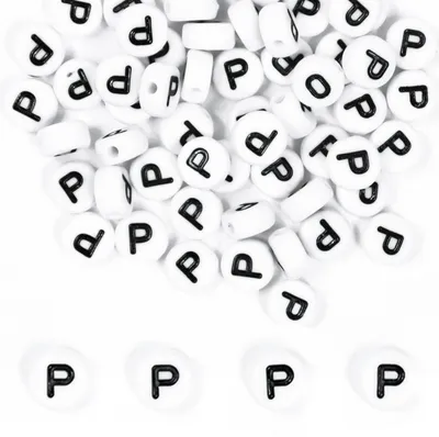 Productafbeelding van Letterkralen "P", 500 stuks, acryl, 7x4mm, knutselset voor sieraden