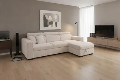 Produktbild von Modernes Ecksofa mit Schlaffunktion und Bettkasten Nicole Beige – Komfort, Design & Funktionalität