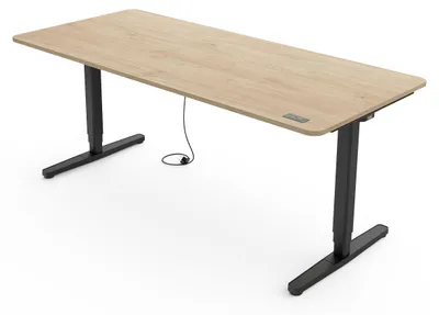Produktbild von Yaasa Desk Pro Höhenverstellbarer Schreibtisch Elektrisch 160 x 80 cm, Eiche hell/Schwarz – Touch Handschalter – 9 Speicherfunktionen – Höhenanzeige