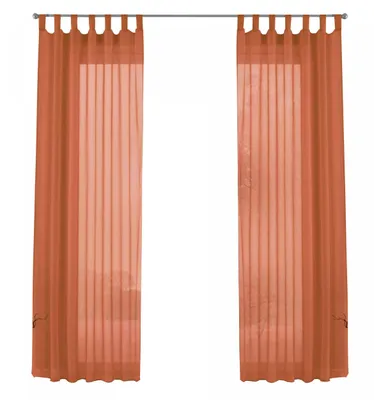 Produktbild von 2er-Pack Gardinen Transparent Vorhang Set Wohnzimmer Voile Schlaufenschal mit Bleibandabschluß HxB 245x140 cm Terrakotta 61000CN