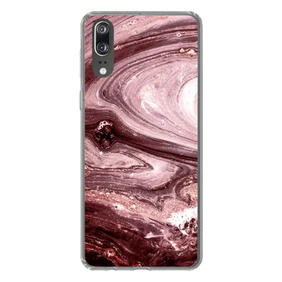 Produktbild von MuchoWow® Handyhülle Schutzhülle Hülle für Huawei P20 Marmor - Gold - Rosa Silikon Softcase Handy Hülle - Hardcover