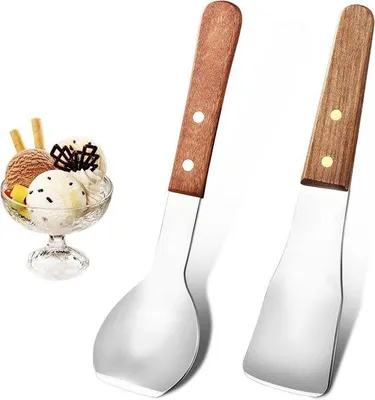 Produktbild von Eisportionierer Set mit Holzgriff, 2-teilig, antihaftbeschichtet, vorfrosteinbeständig