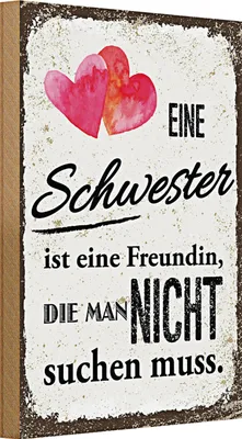 Produktbild von Holzschild Spruch Schwester ist eine Freundin Herz 20x30cm